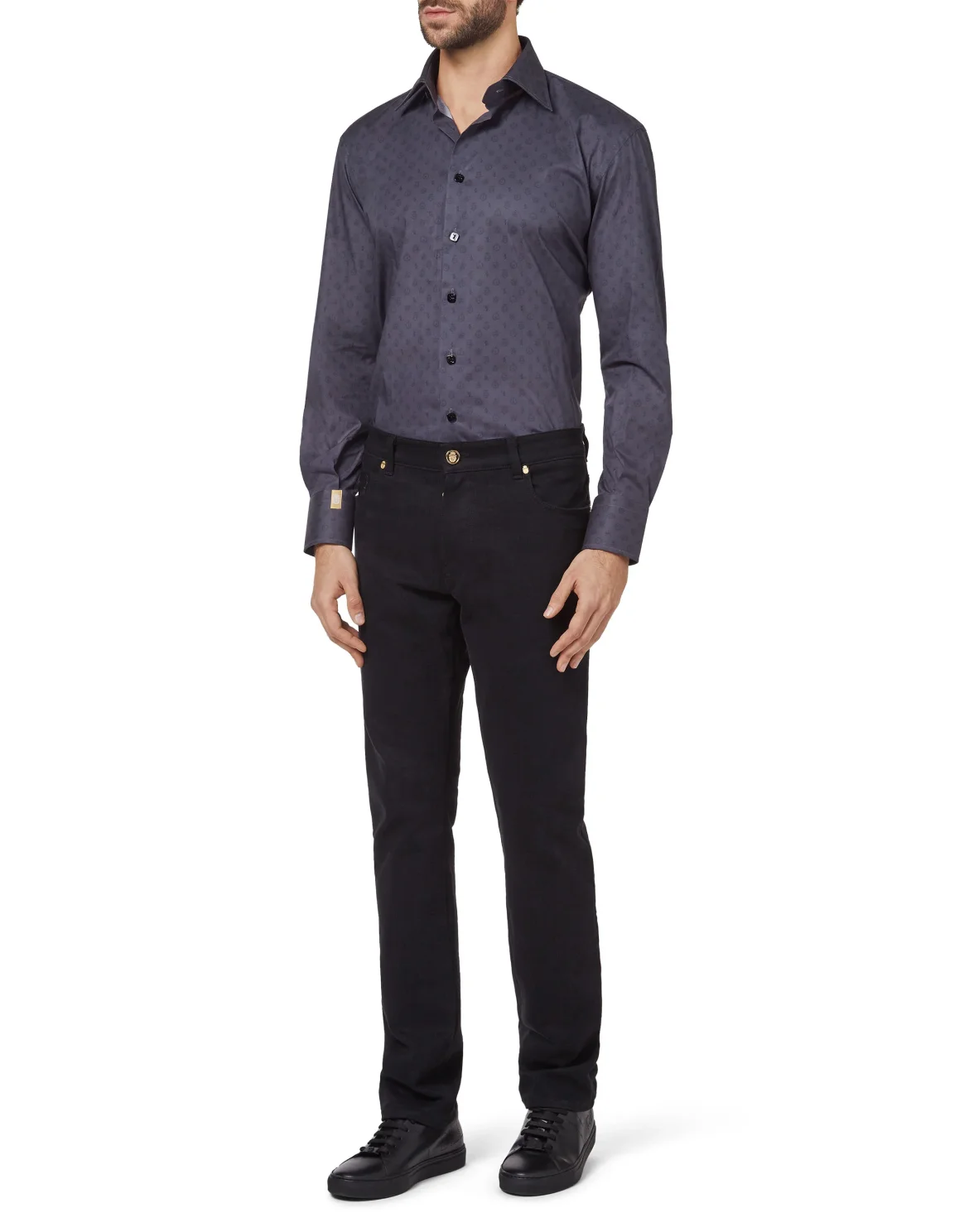 Shirt Gold Cut LS/multi Members only, цвет: Черный