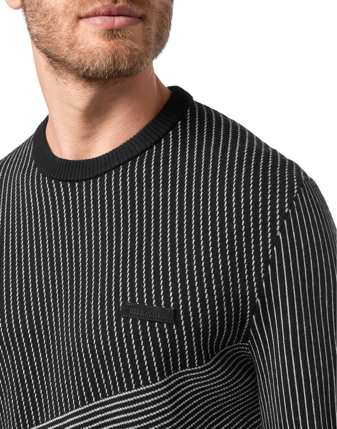 Wool and Cotton Pullover Round Neck LS Iconic, цвет: Черный