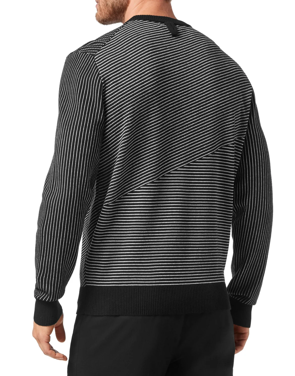 Wool and Cotton Pullover Round Neck LS Iconic, цвет: Черный