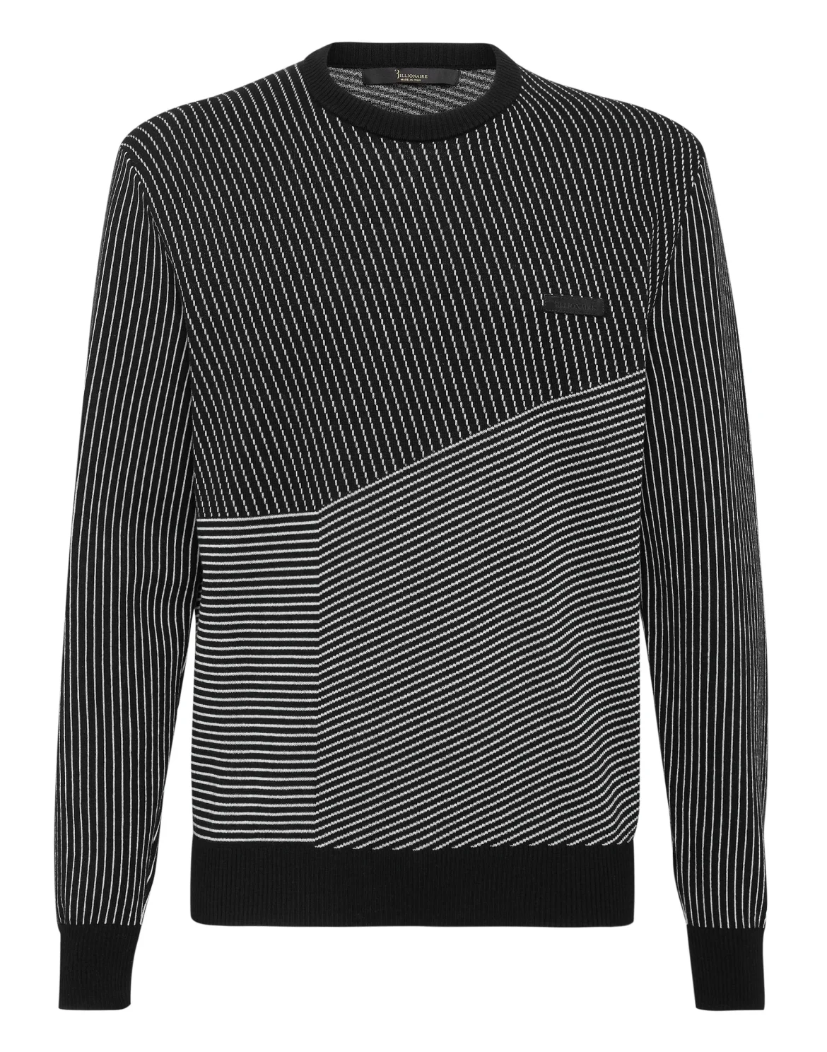 Wool and Cotton Pullover Round Neck LS Iconic, цвет: Черный