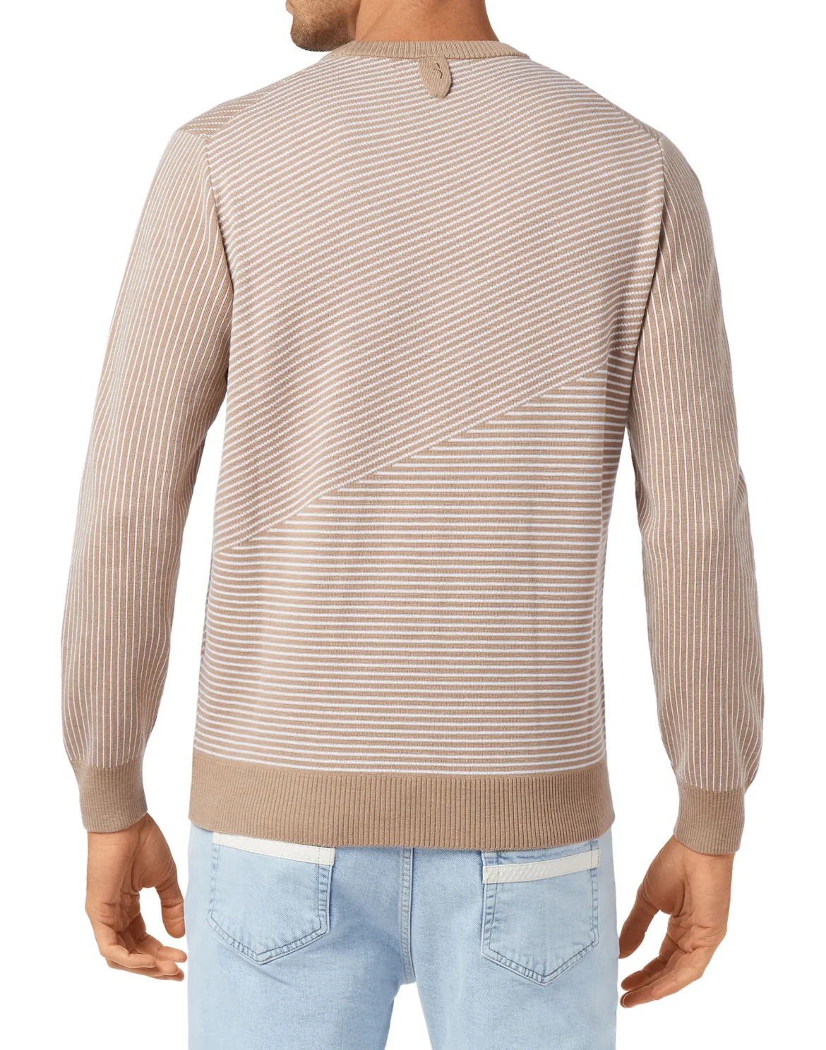 Wool and Cotton Pullover Round Neck LS Iconic, цвет: Бежевый