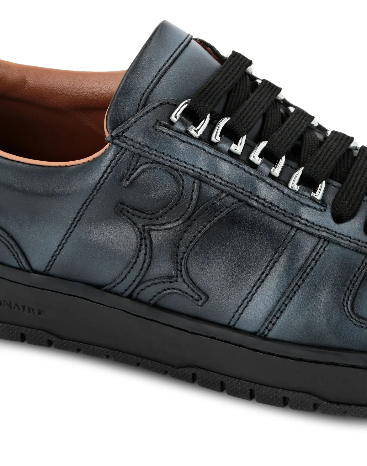 Croco Printed Leather Lo-Top Sneakers, цвет: Черный