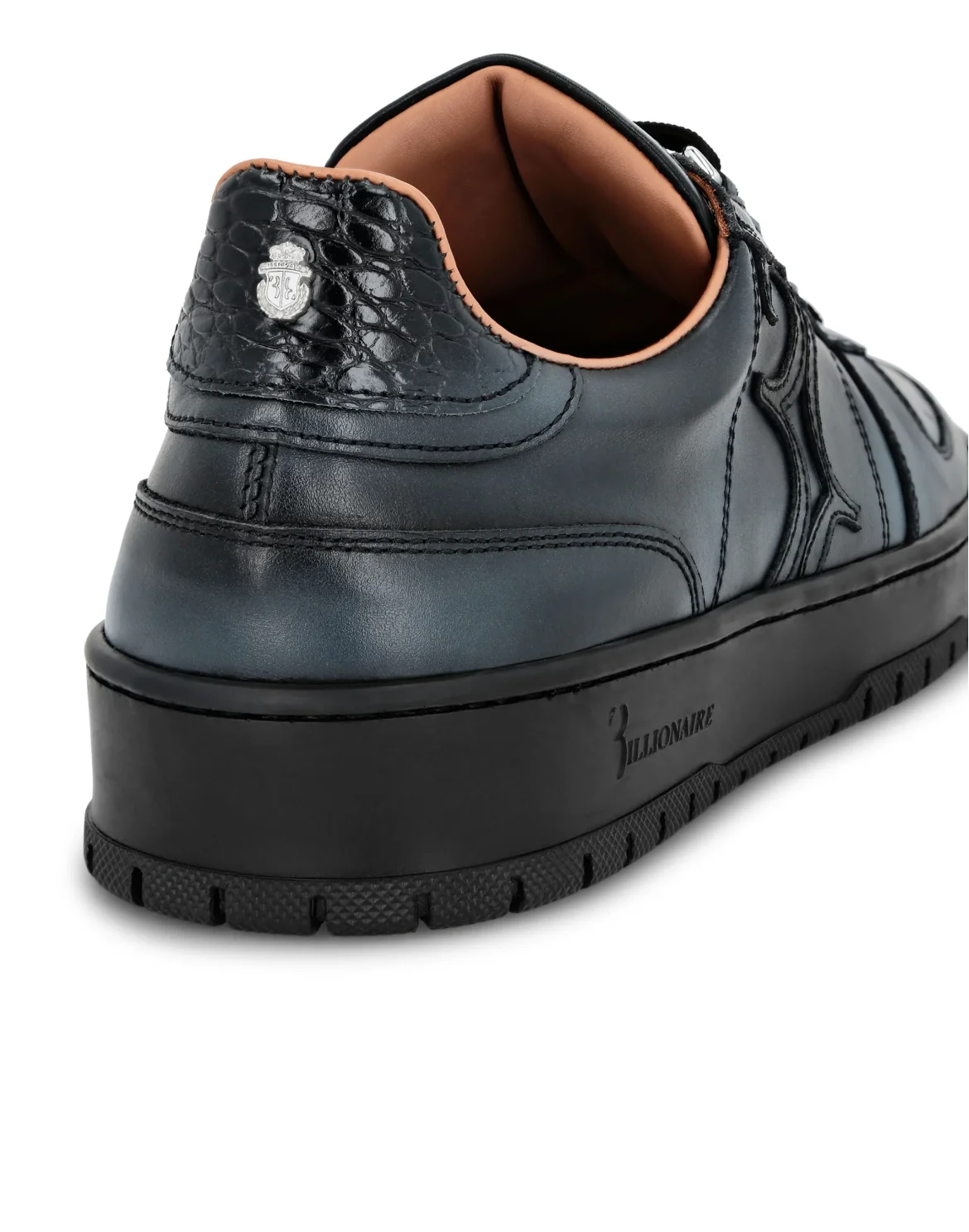 Croco Printed Leather Lo-Top Sneakers, цвет: Черный