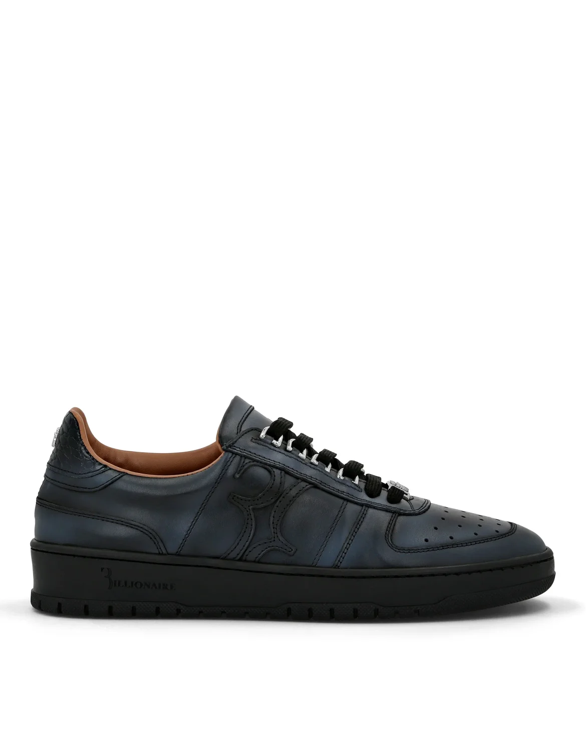 Croco Printed Leather Lo-Top Sneakers, цвет: Черный