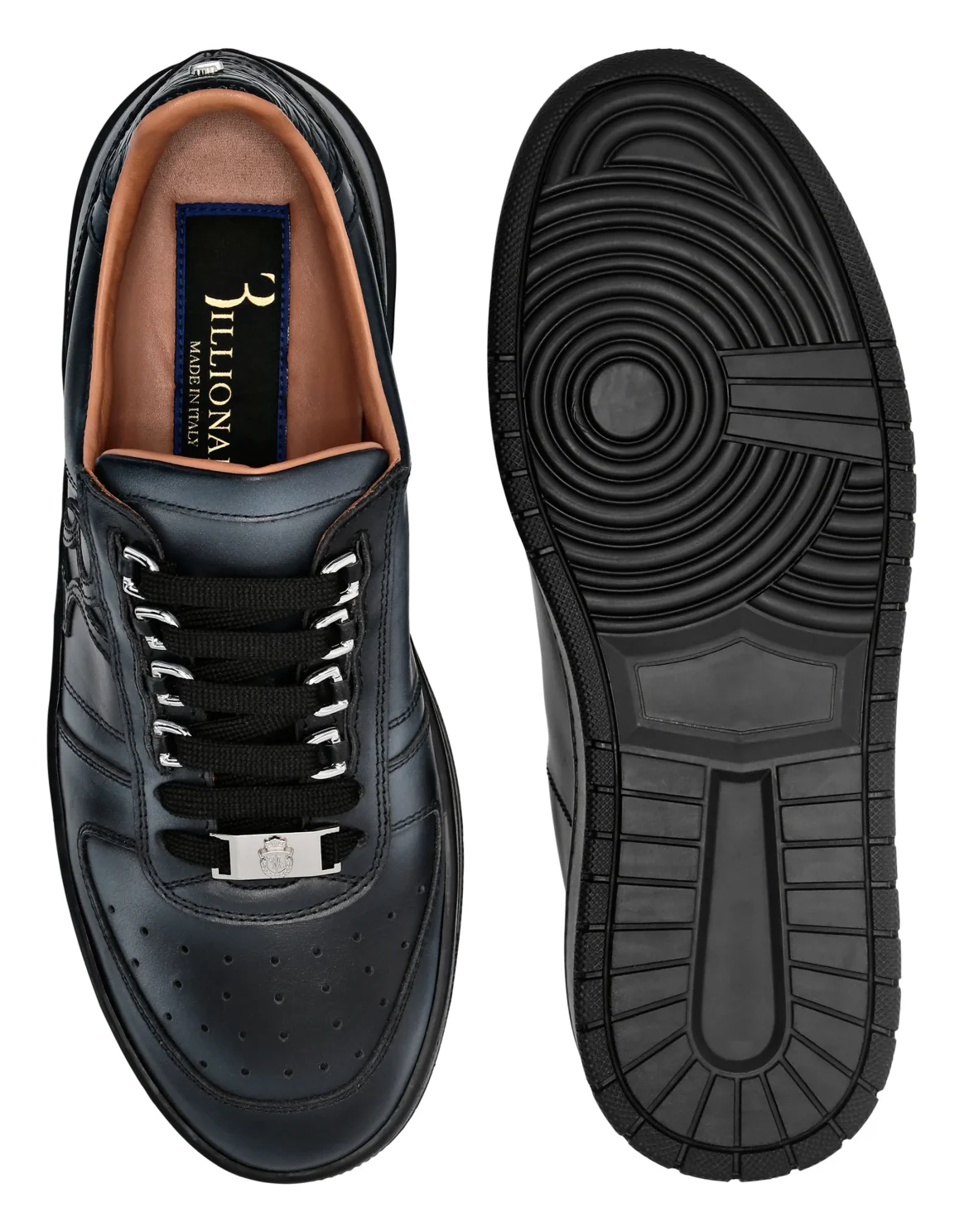Croco Printed Leather Lo-Top Sneakers, цвет: Черный