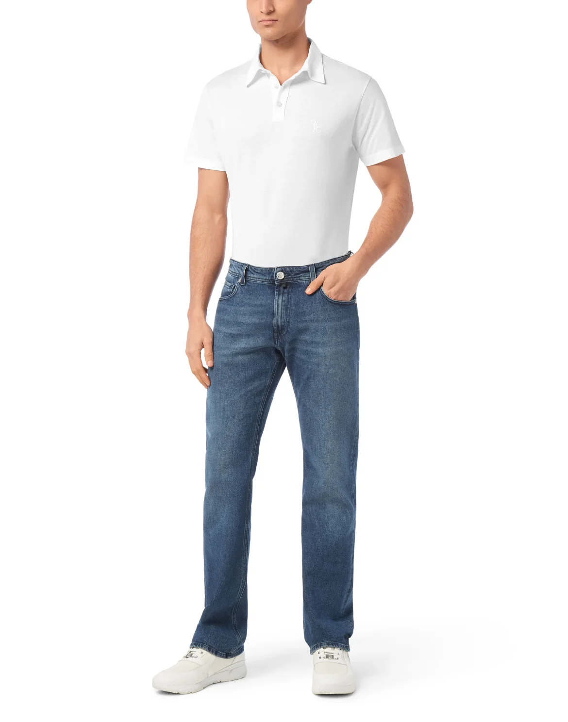 Denim Regular Fit Trousers, цвет: Синий