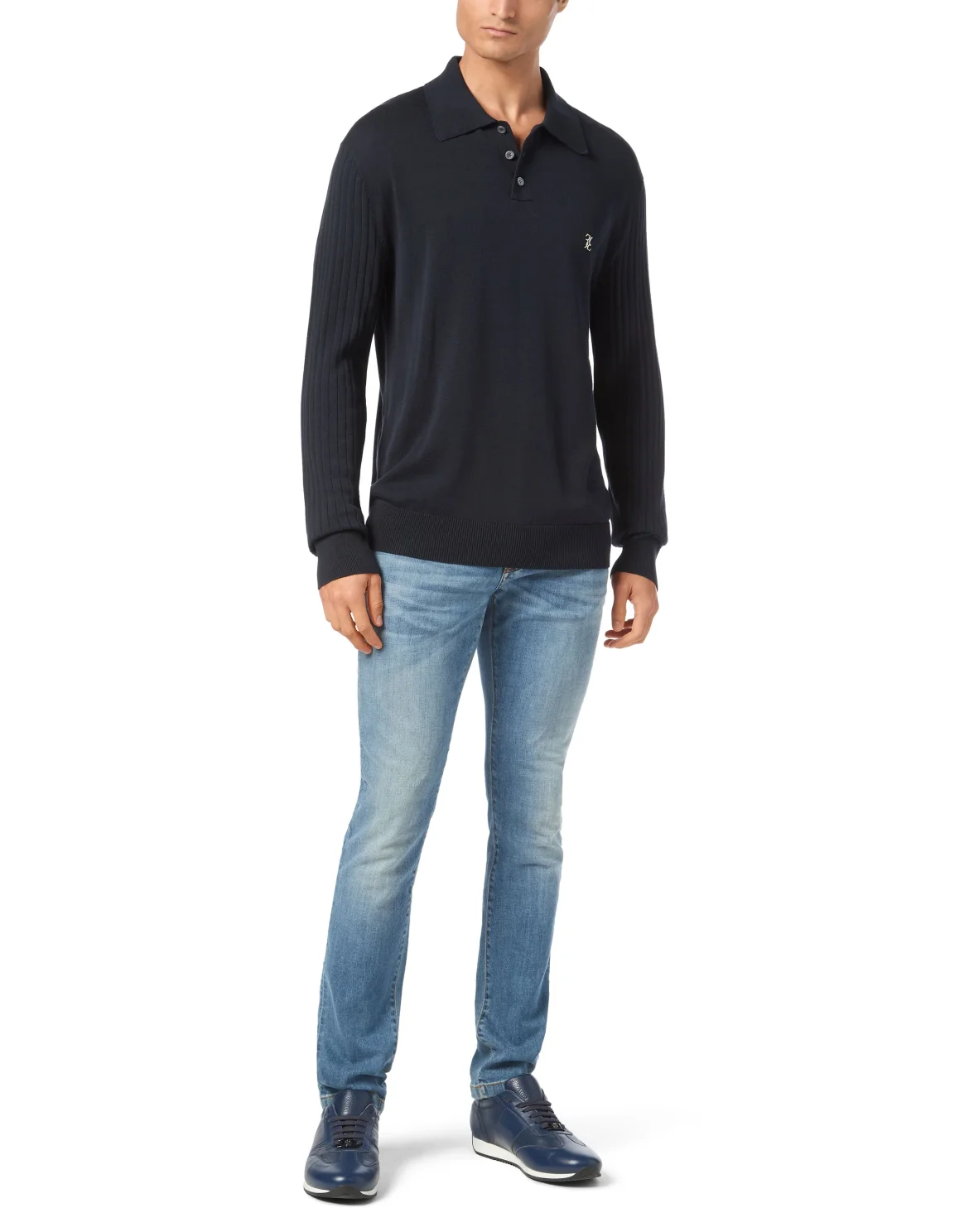 Knitted Pullover Polo-Neck LS, цвет: Синий