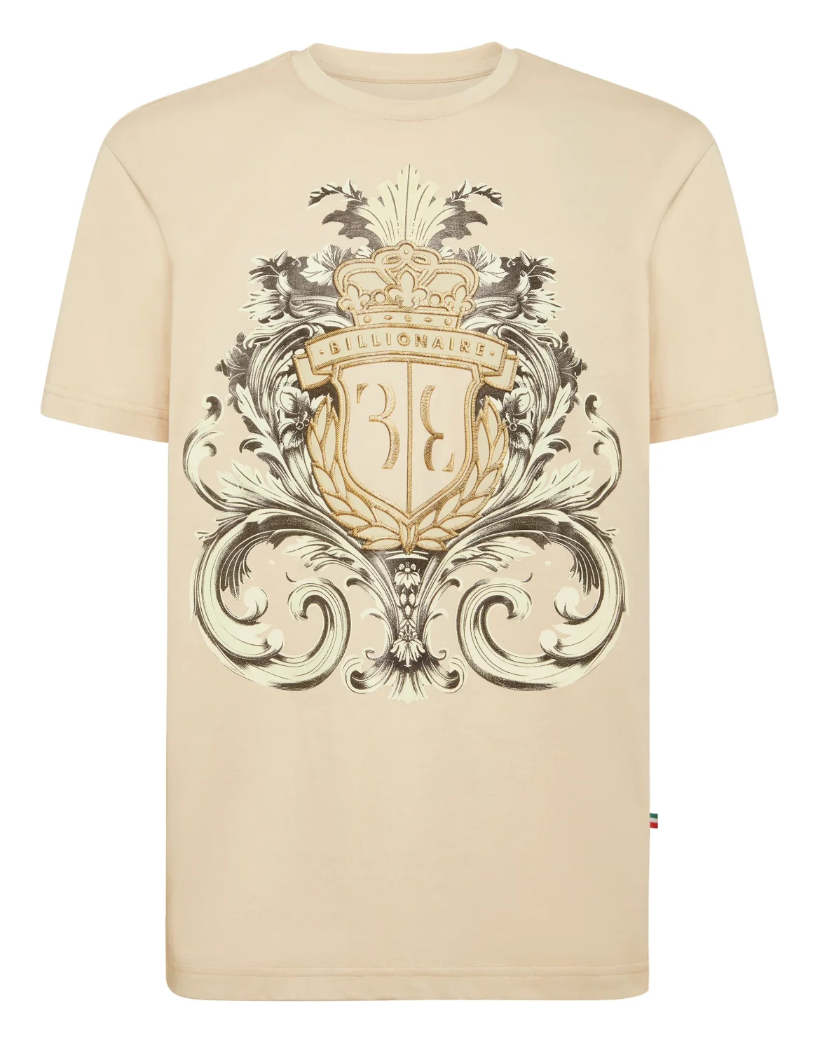 T-Shirt Round Neck SS Crest Baroque, цвет: Бежевый