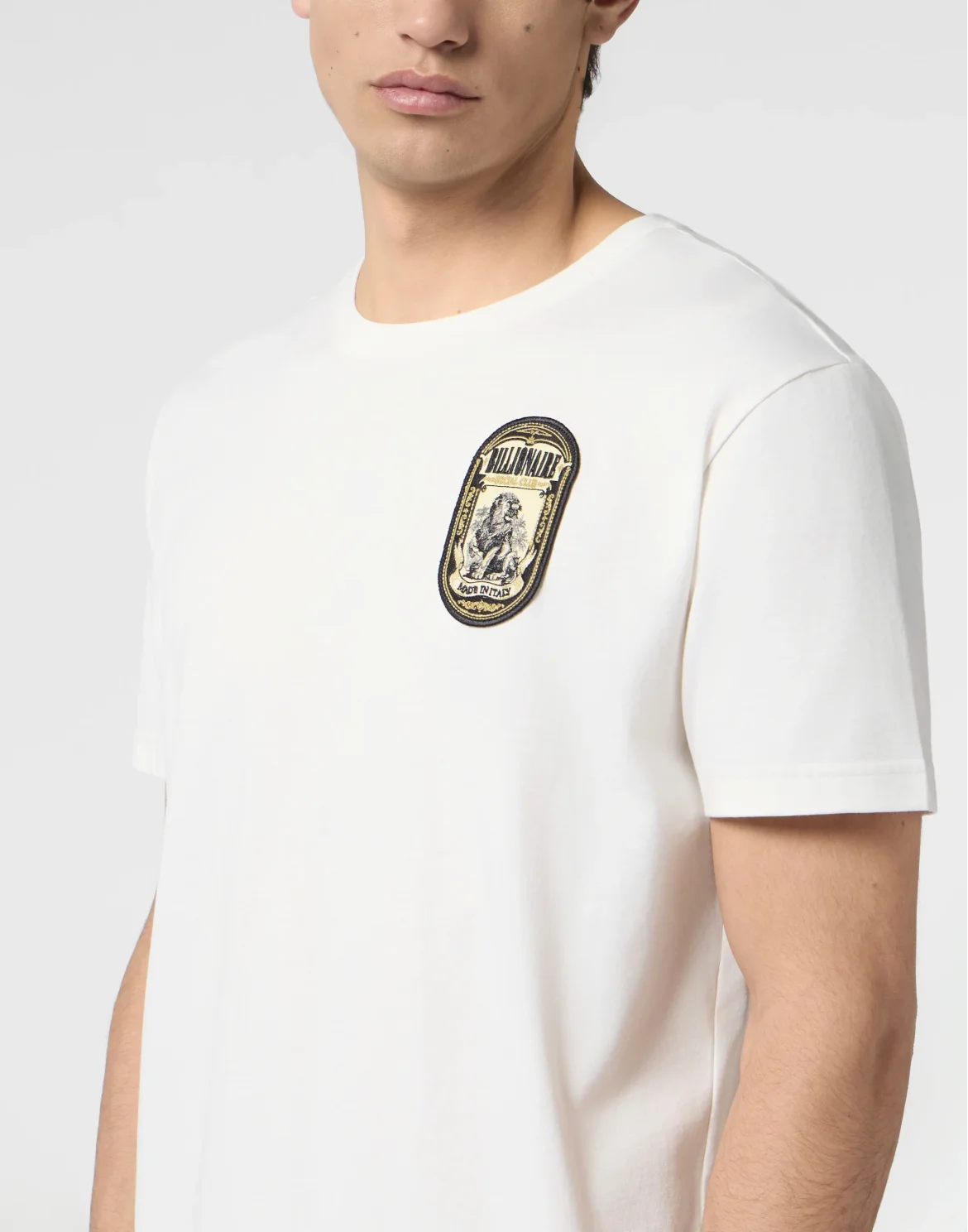 Round-Neck T-Shirt Lion Patch, цвет: Бежевый
