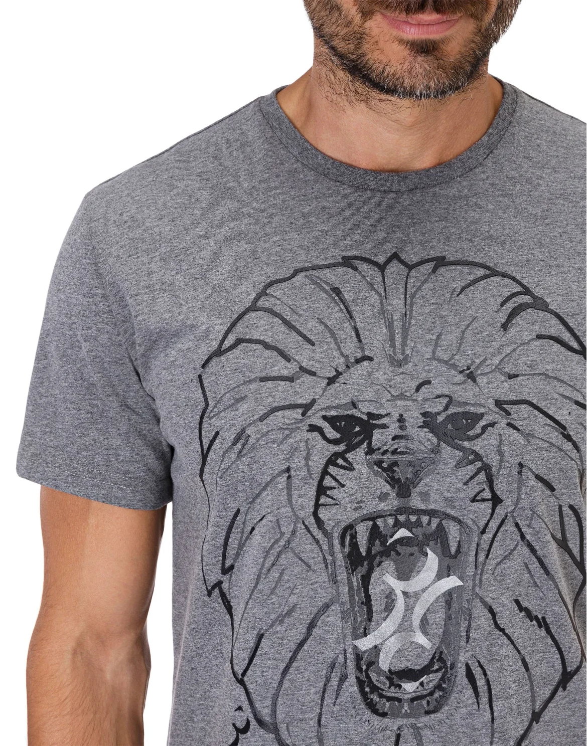 T-shirt Round Neck SS Lion, цвет: Серый