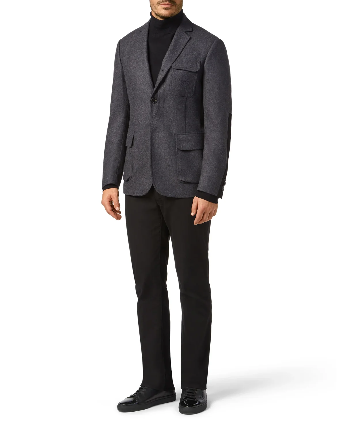 Wool Cashmere Blazer Tailored Fit Crest, цвет: Черный
