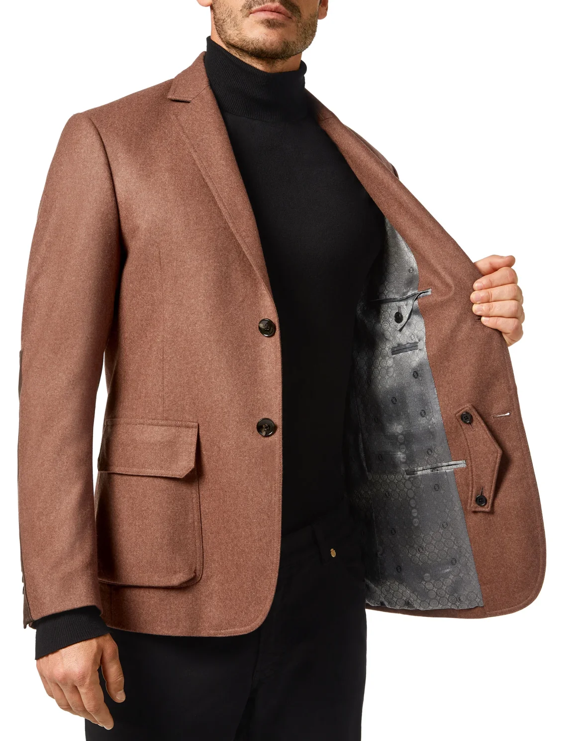 Wool Cashmere Blazer Tailored Fit Crest, цвет: Коричневый