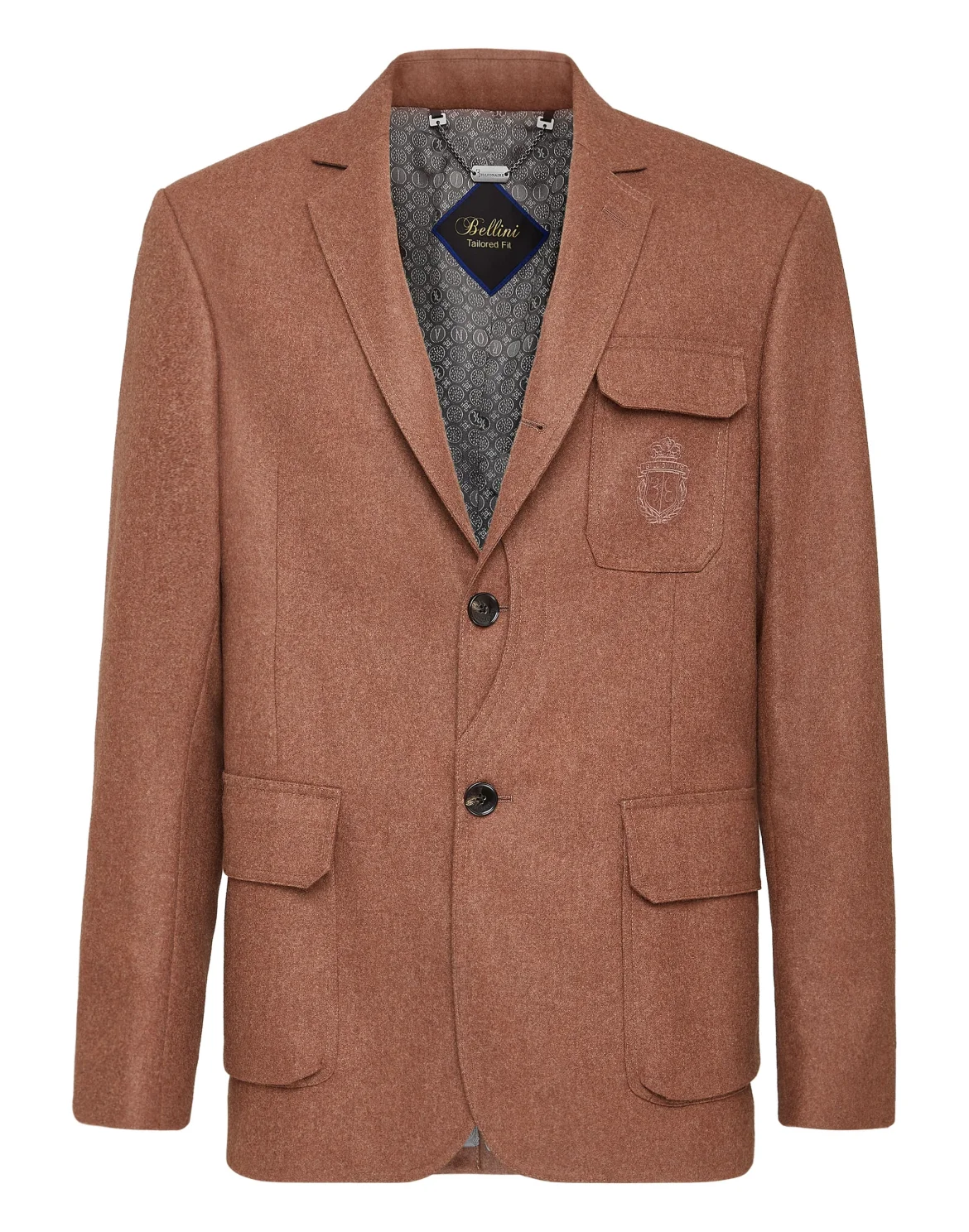 Wool Cashmere Blazer Tailored Fit Crest, цвет: Коричневый