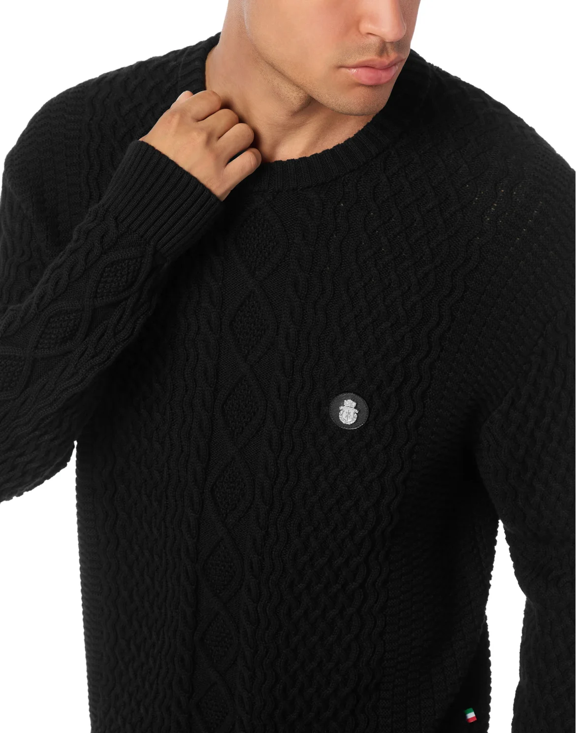 Cotton Cashmere Round Neck Pullover, цвет: Черный