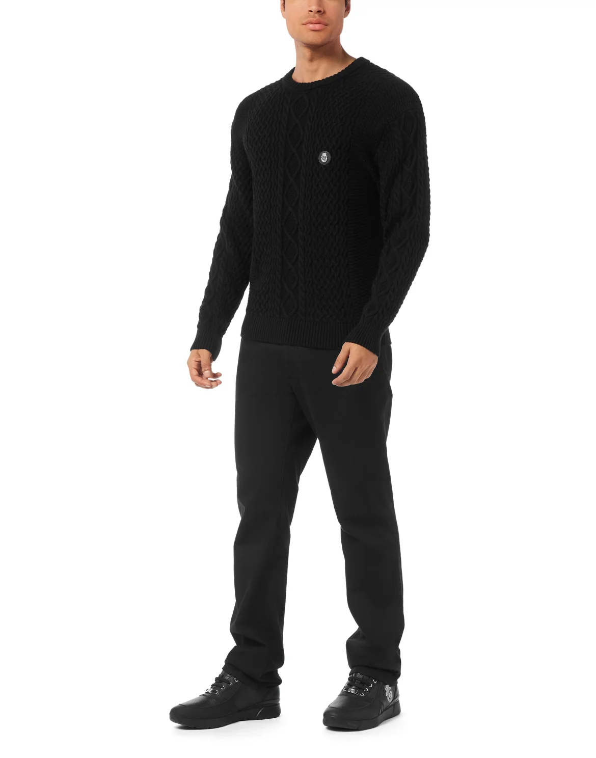 Cotton Cashmere Round Neck Pullover, цвет: Черный