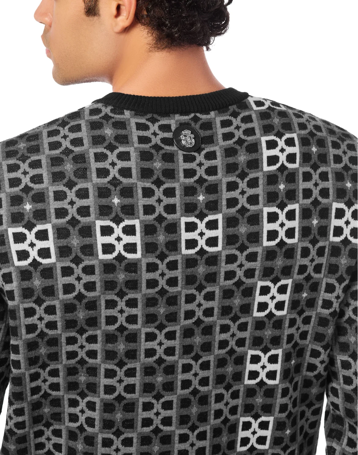 Round Neck Pullover Jacquard BB Monogram, цвет: Черный
