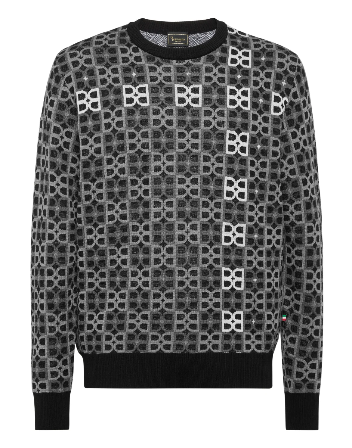 Round Neck Pullover Jacquard BB Monogram, цвет: Черный