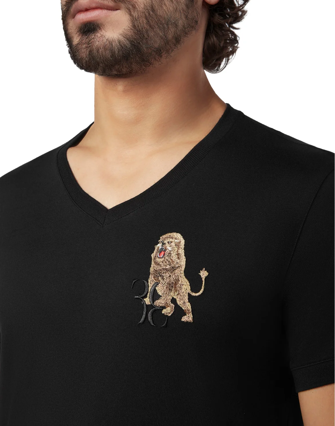 T-shirt V-Neck SS Lion, цвет: Черный