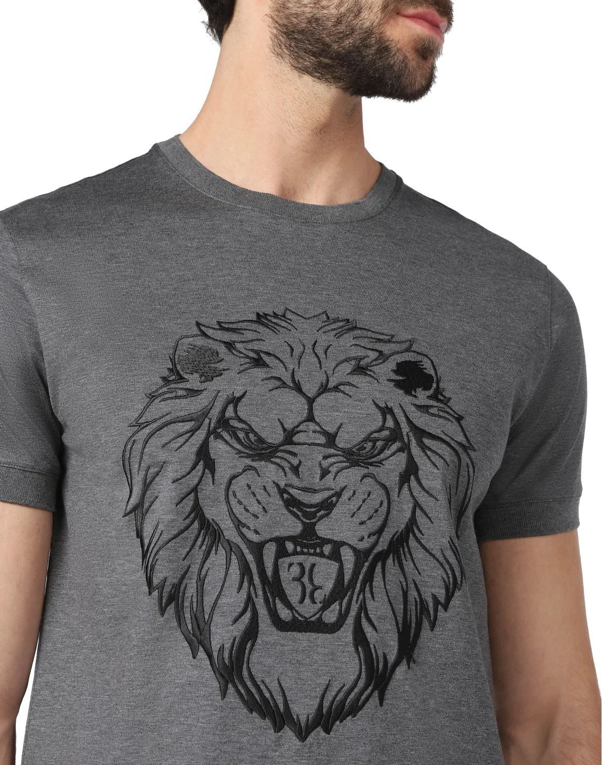 T-shirt Round Neck SS Lion, цвет: Серый