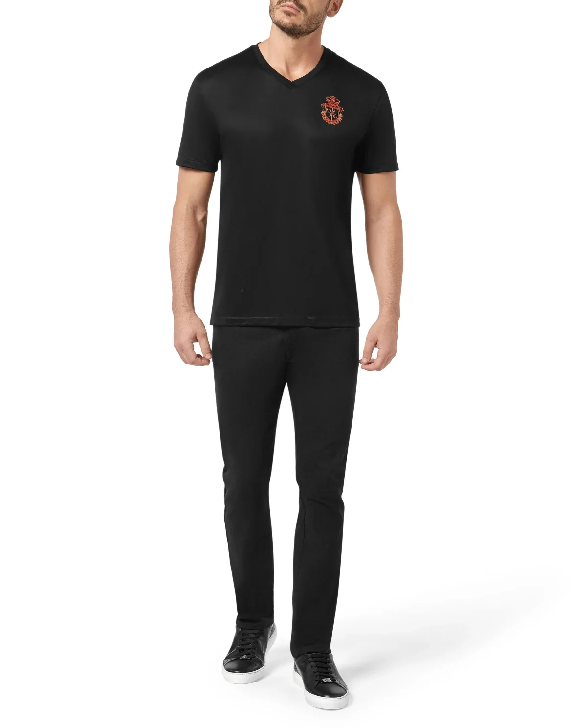 T-shirt V-Neck SS Crest, цвет: Черный