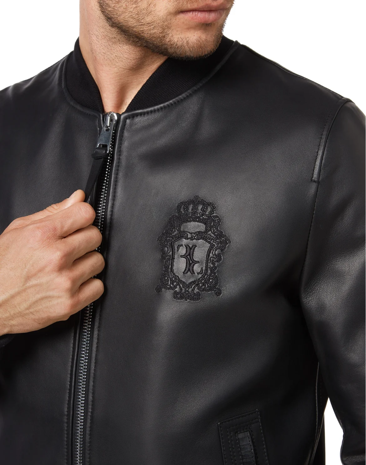 Leather Bomber, цвет: Черный