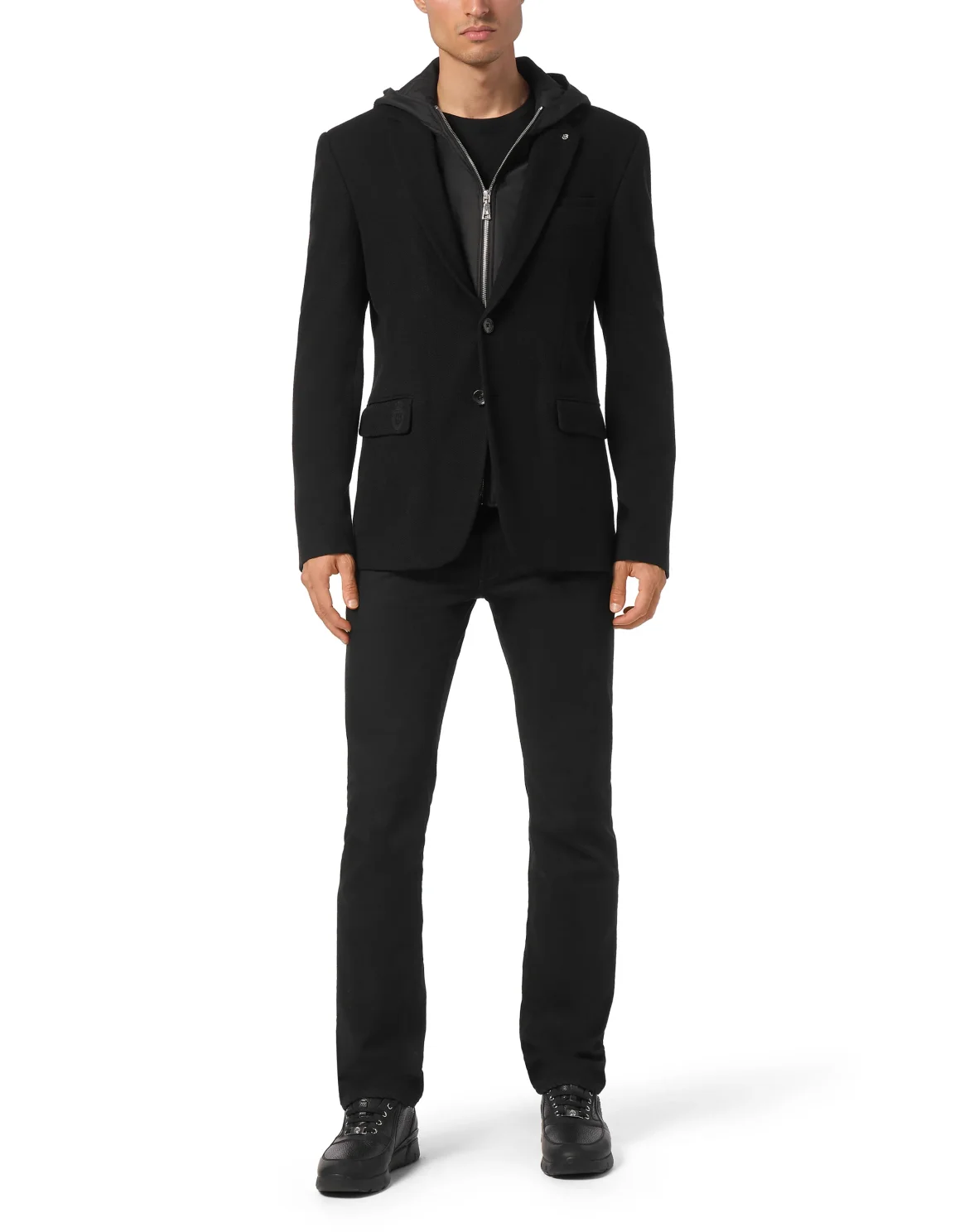 Blazer Jacket With Hoodie, цвет: Черный