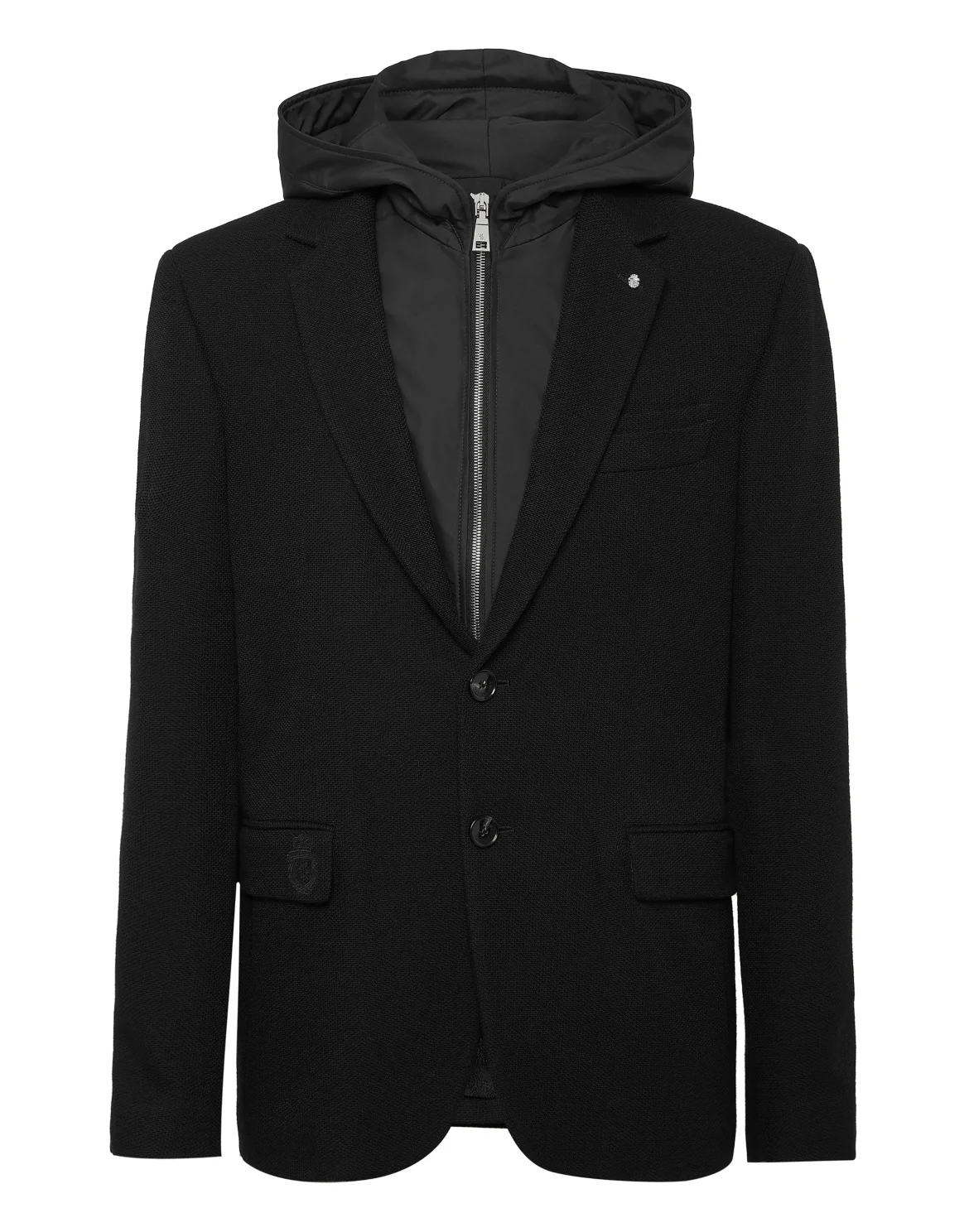 Blazer Jacket With Hoodie, цвет: Черный