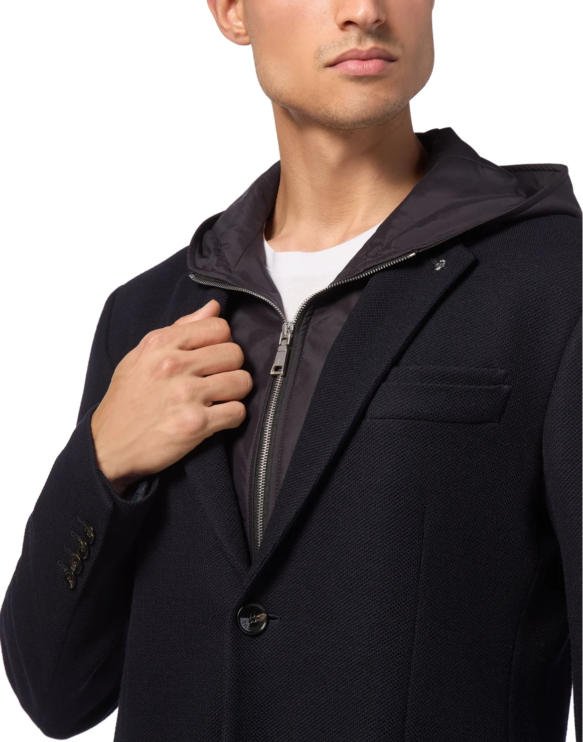 Blazer Jacket With Hoodie, цвет: Синий