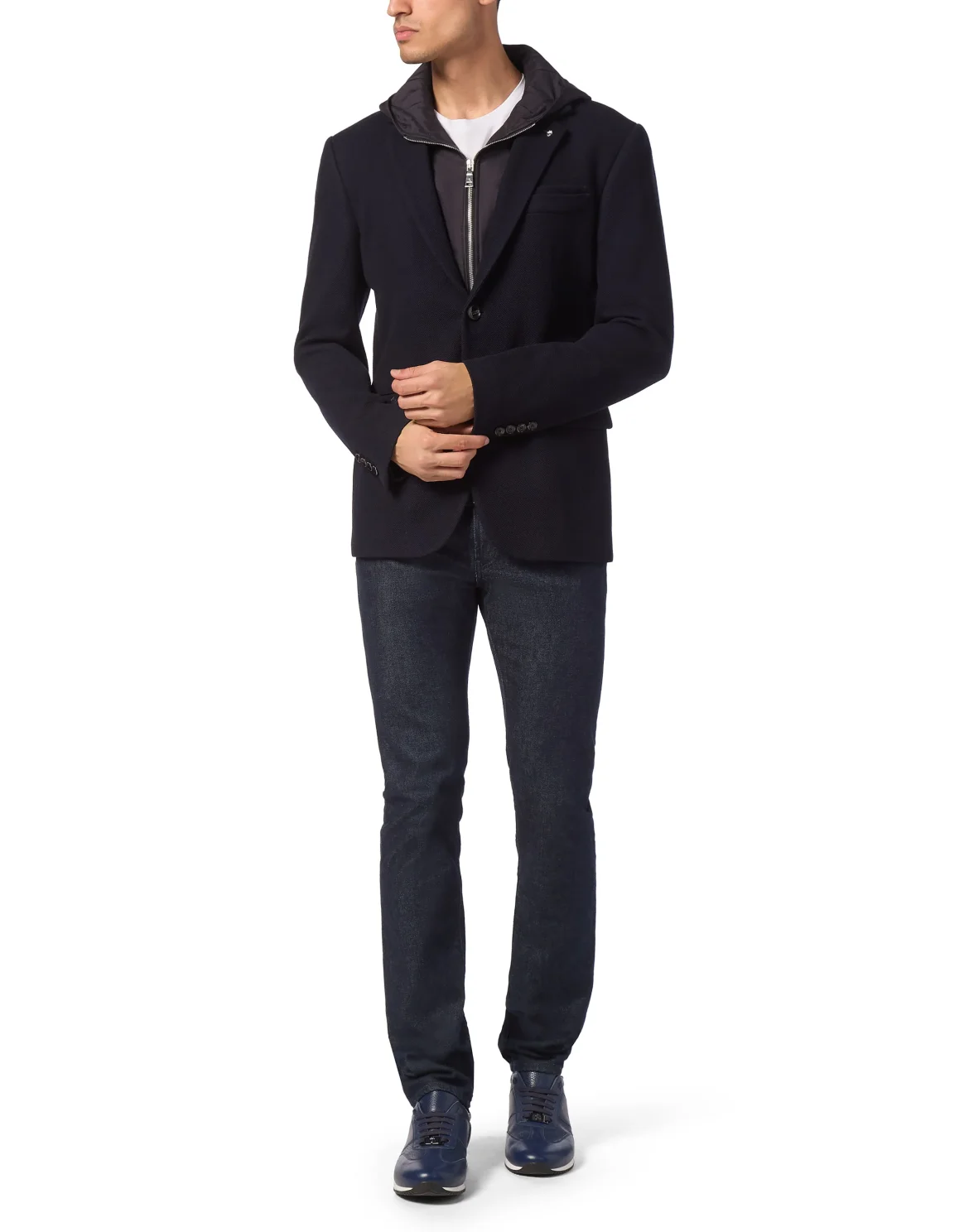 Blazer Jacket With Hoodie, цвет: Синий