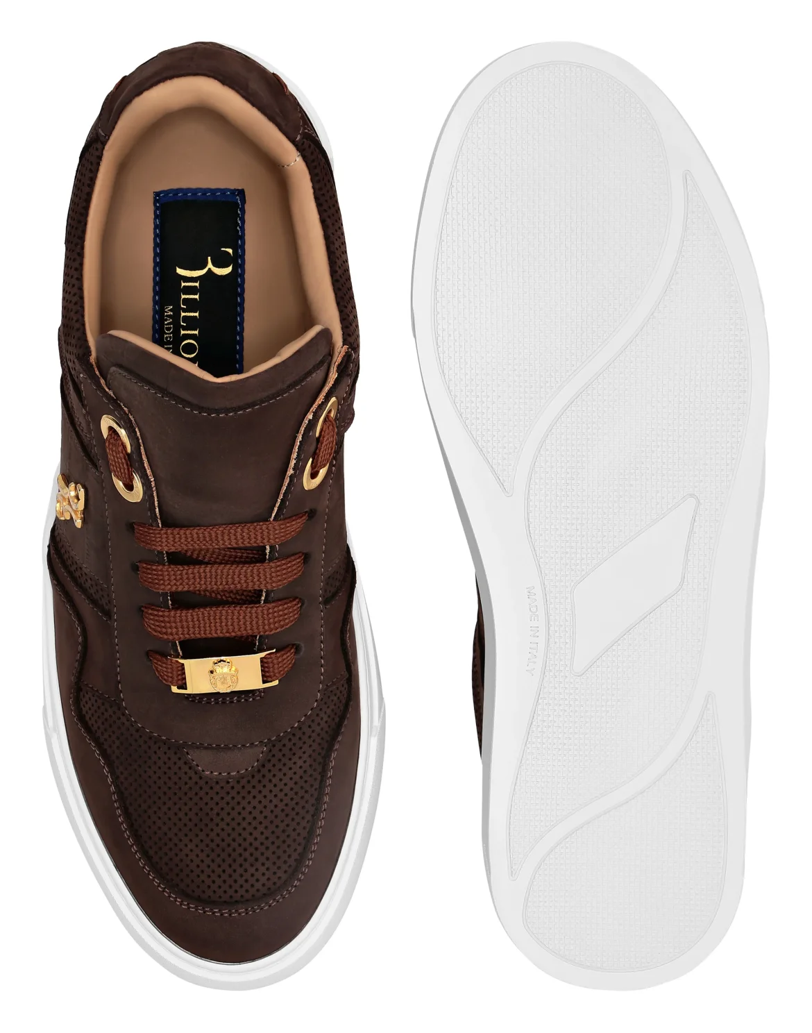 Nubuck Croco Printed Lo-Top Sneakers, цвет: Коричневый
