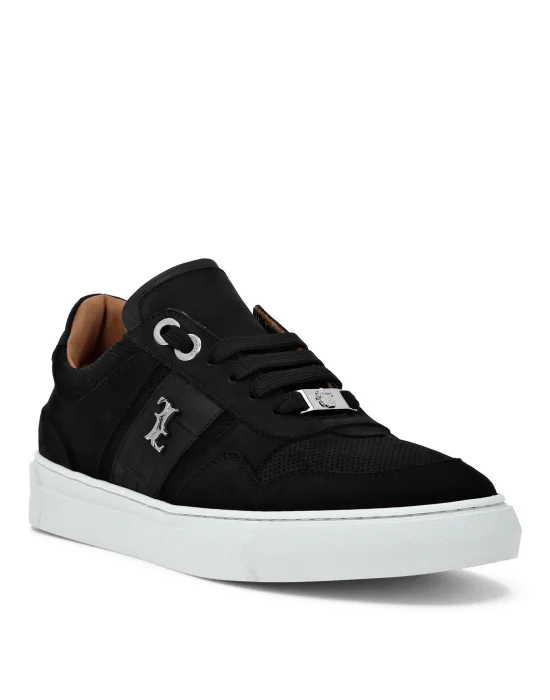 Nabuk Crocco Printed Lo-Top Sneakers