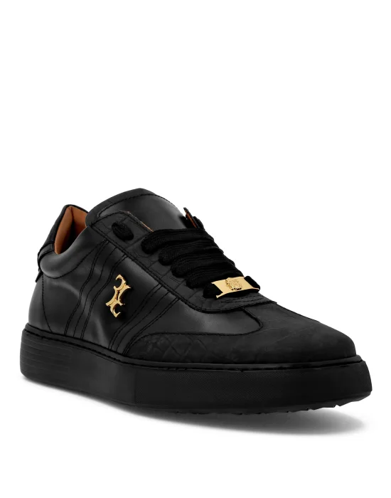 Nappa Crocco Printed Lo-Top Sneakers