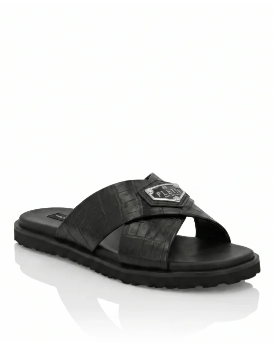 Leather Slippers Criss-Cross Cocco