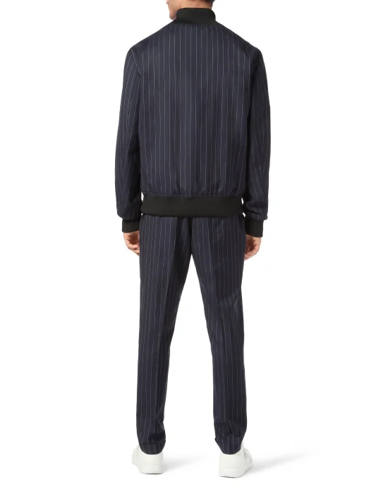 Wool Pinstripe Bomber LS
