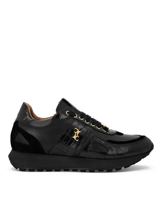Croco Printed Nubuck & Suede Runner