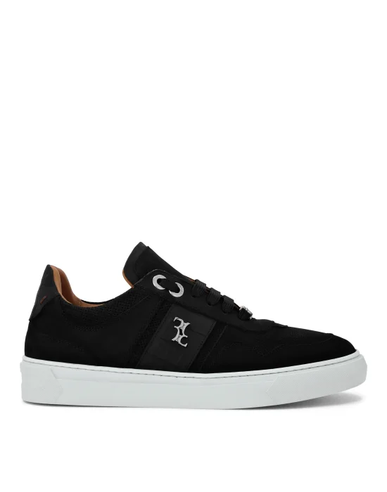 Nabuk Crocco Printed Lo-Top Sneakers