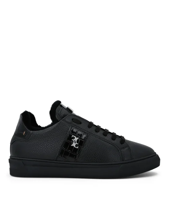 Crocco Leather Lo-Top Sneakers With Fur