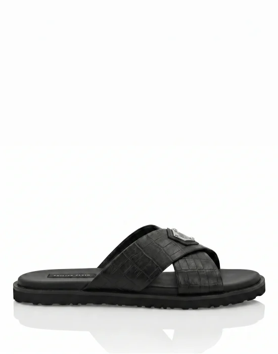 Leather Slippers Criss-Cross Cocco
